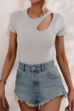 Simplicity Basis Solid Solid Color O Neck T-Shirts