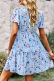 Elegant Simplicity Floral Patchwork Mandarin Collar Pleated Dresses