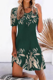 Casual Floral Patchwork O Neck A Line Dresses