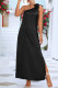 Casual Simplicity Solid Slit Oblique Collar Sleeveless Dress Dresses