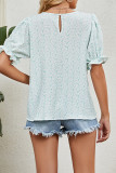 Elegant Floral Flounce Printing O Neck T-Shirts
