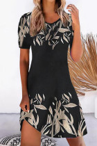 Casual Floral Patchwork O Neck A Line Dresses