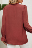 Work Daily Solid Buckle V Neck Tops
