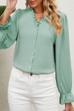 Work Daily Solid Buckle V Neck Tops