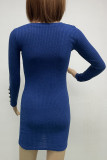 Street Simplicity Solid Buttons O Neck A Line Dresses