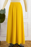 Casual Simplicity Solid Pocket Loose High Waist Type A Solid Color Bottoms