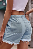 Casual Street Solid Pocket Frenulum Straight Mid Waist Solid Color Bottoms