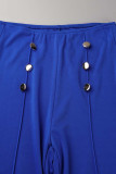 Elegant Solid Buttons Mid Waist Speaker Solid Color Bottoms