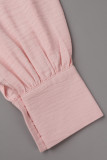 Work Elegant Solid Buttons Turndown Collar Tops