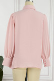 Work Elegant Solid Buttons Turndown Collar Tops
