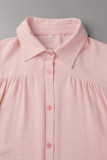 Work Elegant Solid Buttons Turndown Collar Tops