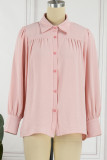 Work Elegant Solid Buttons Turndown Collar Tops