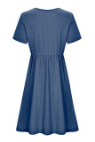 Casual Solid Patchwork O Neck A Line Dresses