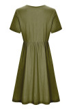 Casual Solid Patchwork O Neck A Line Dresses