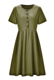 Casual Solid Patchwork O Neck A Line Dresses