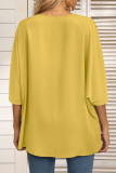 Vacation Simplicity Print Patchwork V Neck Tops