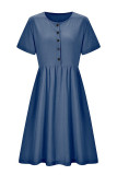 Casual Solid Patchwork O Neck A Line Dresses