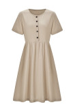 Casual Solid Patchwork O Neck A Line Dresses