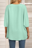 Vacation Simplicity Print Patchwork V Neck Tops