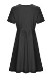 Casual Solid Patchwork O Neck A Line Dresses