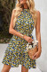 Sweet Elegant Print Bandage Halter Pleated Dresses