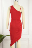 Celebrities Elegant Solid Oblique Collar Irregular Dress Dresses