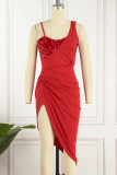 Celebrities Elegant Solid Oblique Collar Irregular Dress Dresses