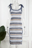Sweet Elegant Color Block Bandage V Neck Sling Dress Dresses