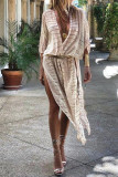 Casual Vacation Print Patchwork Cardigan Swimwears Cover Up