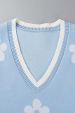 Casual Simplicity Geometric Patchwork V Neck Tops