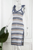 Sweet Elegant Color Block Bandage V Neck Sling Dress Dresses