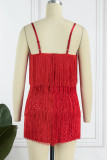 Sexy Solid Tassel V Neck Sling Dress Dresses