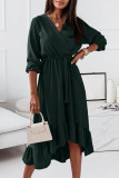 Celebrities Elegant Frenulum V Neck Irregular Dress Dresses