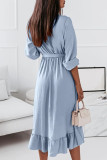 Celebrities Elegant Frenulum V Neck Irregular Dress Dresses