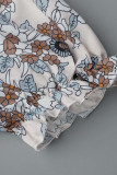 Sweet Print V Neck Waist Skirt Dresses
