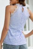 Sweet Elegant Solid Lace Hollowed Out Half A Turtleneck Tops