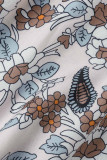 Sweet Print V Neck Waist Skirt Dresses