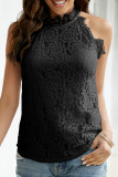 Sweet Elegant Solid Lace Hollowed Out Half A Turtleneck Tops