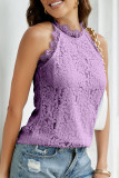Sweet Elegant Solid Lace Hollowed Out Half A Turtleneck Tops