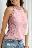 Sweet Elegant Solid Lace Hollowed Out Half A Turtleneck Tops