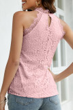 Sweet Elegant Solid Lace Hollowed Out Half A Turtleneck Tops