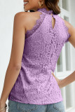 Sweet Elegant Solid Lace Hollowed Out Half A Turtleneck Tops