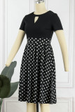 Celebrities Elegant Print Patchwork O Neck A Line Short Sleeve Dress