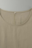Casual Simplicity Solid Pocket O Neck Short Sleeve Dress
