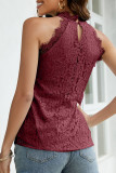 Sweet Elegant Solid Lace Hollowed Out Half A Turtleneck Tops