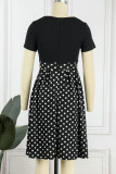 Celebrities Elegant Print Patchwork O Neck A Line Short Sleeve Dress