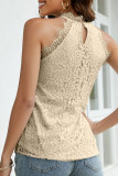 Sweet Elegant Solid Lace Hollowed Out Half A Turtleneck Tops