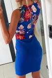 Sexy Elegant Print Patchwork V Neck Pencil Skirt Dresses