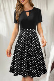 Celebrities Elegant Print Patchwork O Neck A Line Short Sleeve Dress