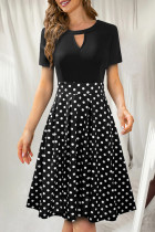 Celebrities Elegant Print Patchwork O Neck A Line Short Sleeve Dress